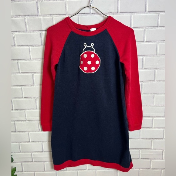 GYMBOREE Girls Intarsia Sweater Dress - Little Ladybug blue/size 12 - Picture 1 of 8
